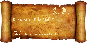 Klecker Máté névjegykártya