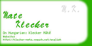 mate klecker business card