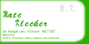 mate klecker business card